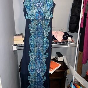 Maurices Navy and Teal Paisley Maxi Dress